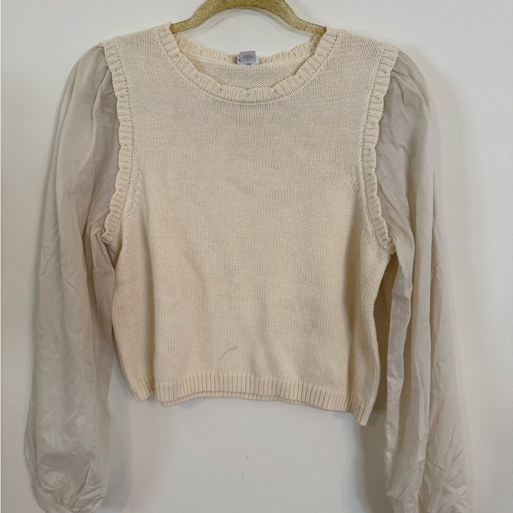 Melrose and Market Cream Puff Sleeve Crop Blouse